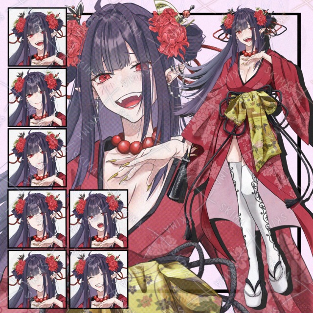 和服の女性立ち絵　表情7種
