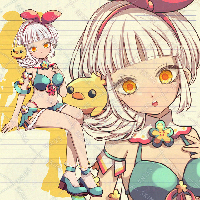 【表情7種】ヒヨコと女の子