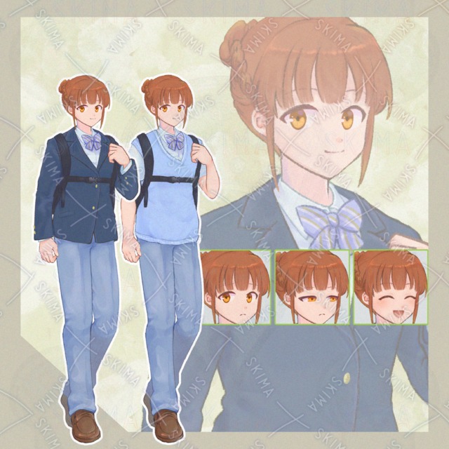 【立ち絵 Adopt】制服/リュック/服差分