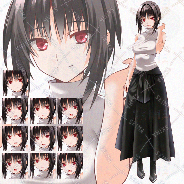 【表情10種】ノースリーブロングスカート女性