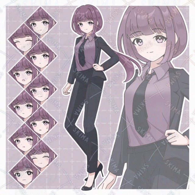 スーツの女性(表情10種)