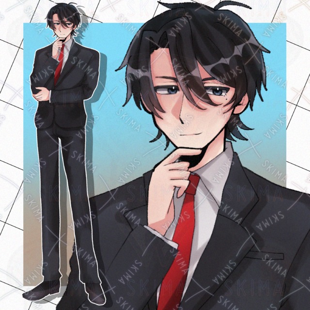 【8/3までSALE】全身立ち絵/スーツ 黒髪 男