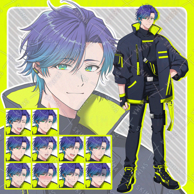 【表情10種】サイバーパンク風の青年