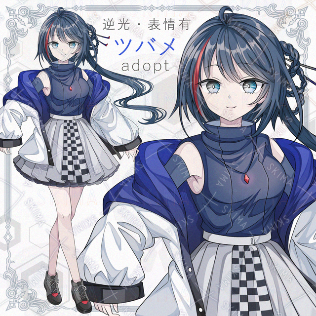 【逆光＆表情差分6種】ツバメカラーモチーフの少女【透過PNG】