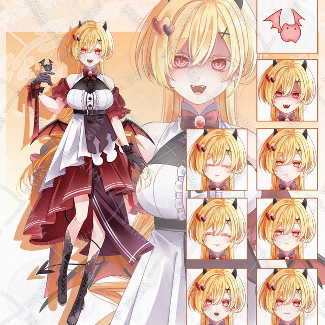 悪魔 少女 ファンタジー（表情8種、使い魔2色）