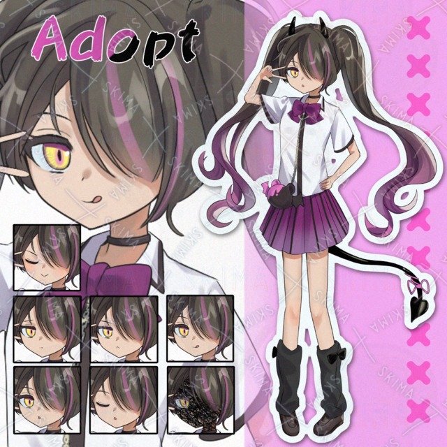 【表情7種、ツノ・尻尾差分】悪魔モチーフの夏制服少女
