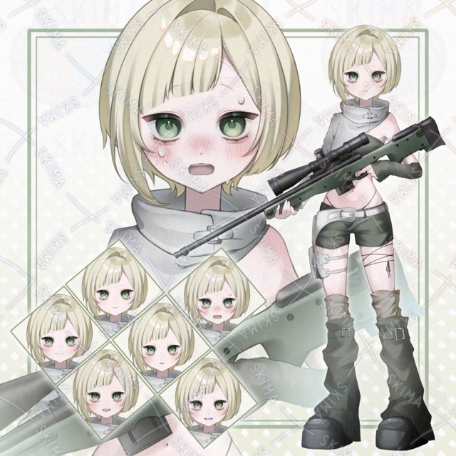 【表情6種】狙撃銃をもってる少女
