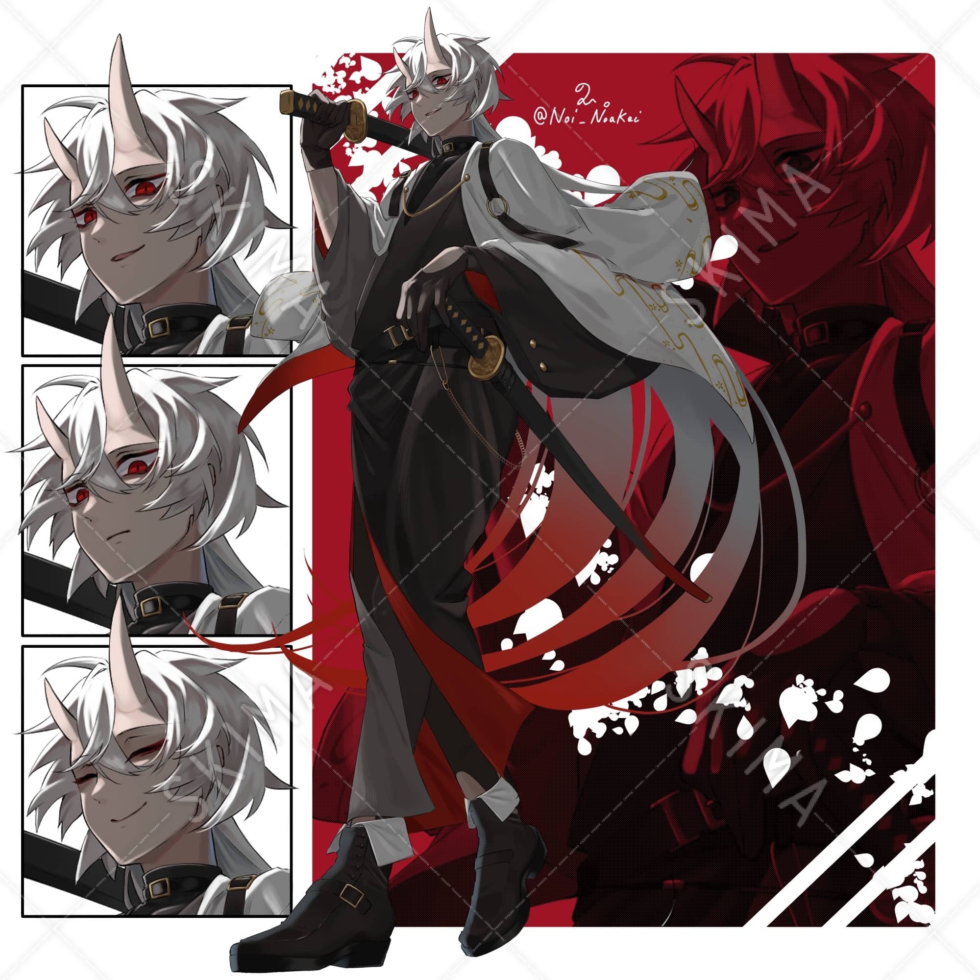 No 29 和風な赤目鬼 表情差分3種 スキマ スキルのオーダーメイドマーケット Skima