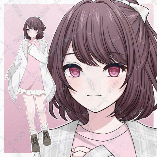 白い上着とピンクのワンピースを着た女の子【表情差分10種】