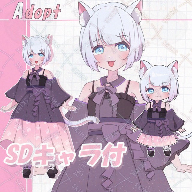 【ねこみみ少女(SDキャラ付)】(表情8種)