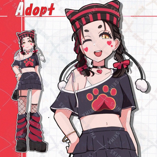 Y2Kファッションの女の子(表情8種)