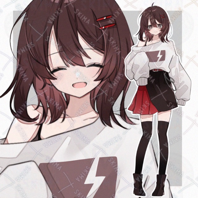 肩出しダボダボ服の少女【全身立ち絵・表情7種 】