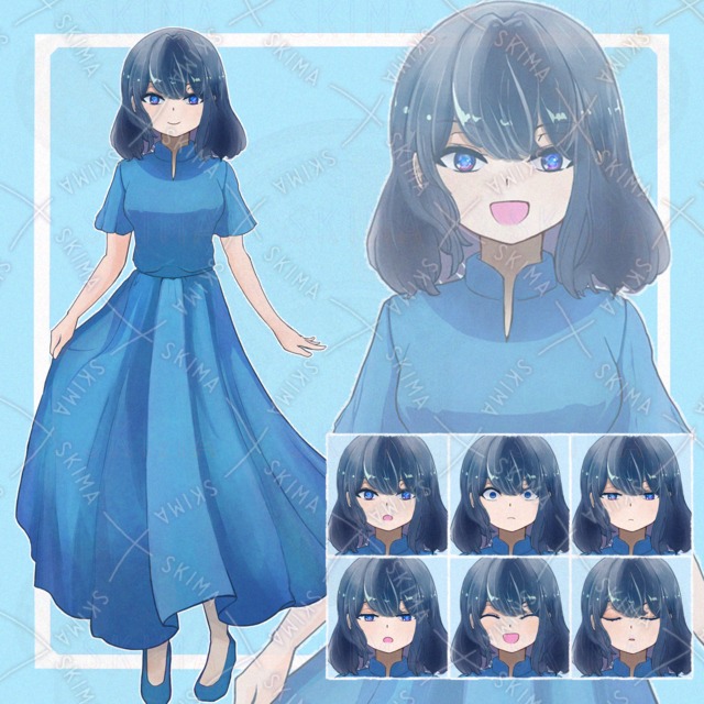 ワンピース女子【表情８種】