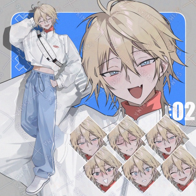【値下げ】#02金髪の男性（表情差分６種+バッグパーツ付き）