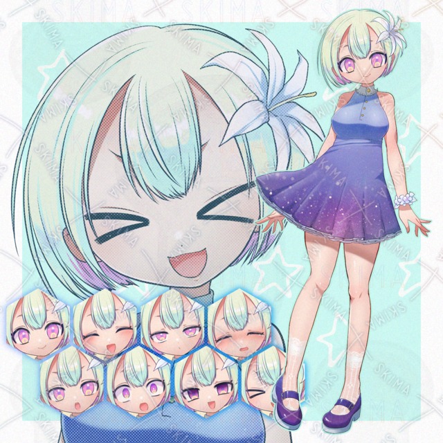 【限定価格！】【表情8種】サマーな星空フラワーガールちゃん