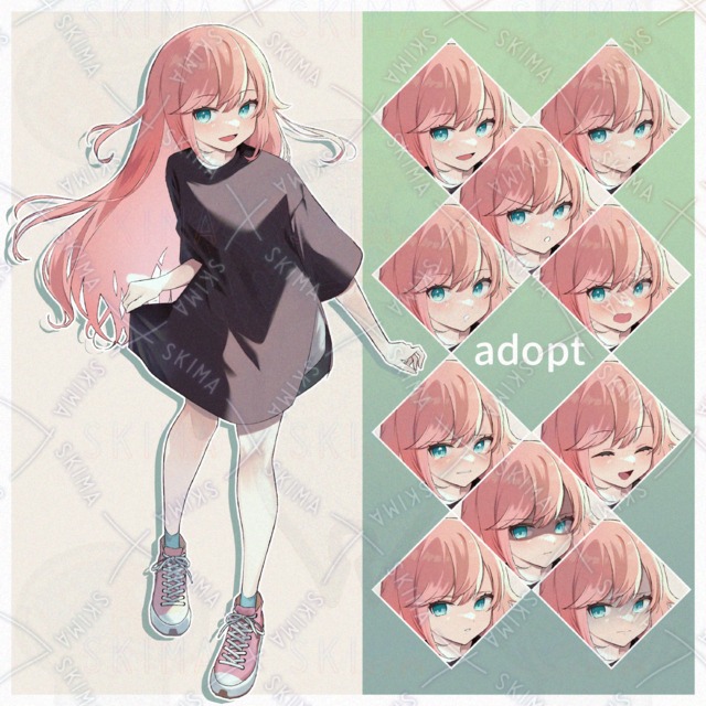 ピンク髪の女の子　表情10種