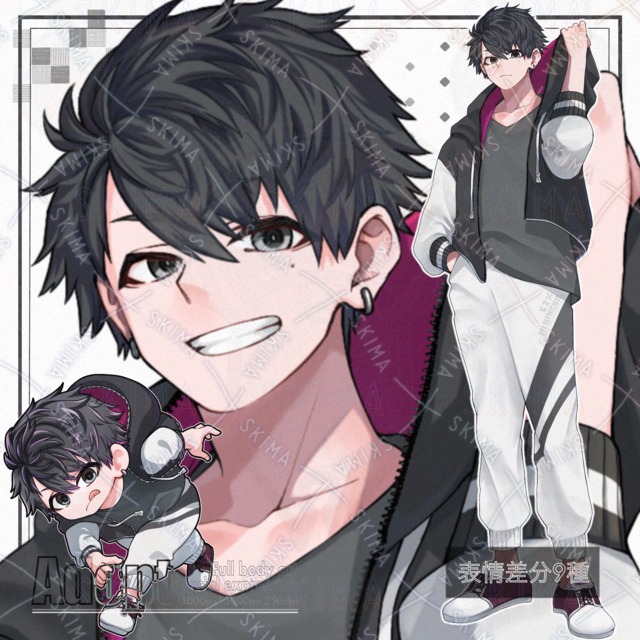 【表情9種・SD】ジャージの男性
