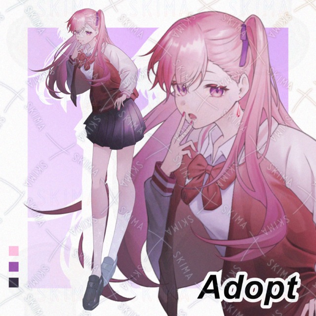 【Adopt】ピンク髪少女 表情差分10種