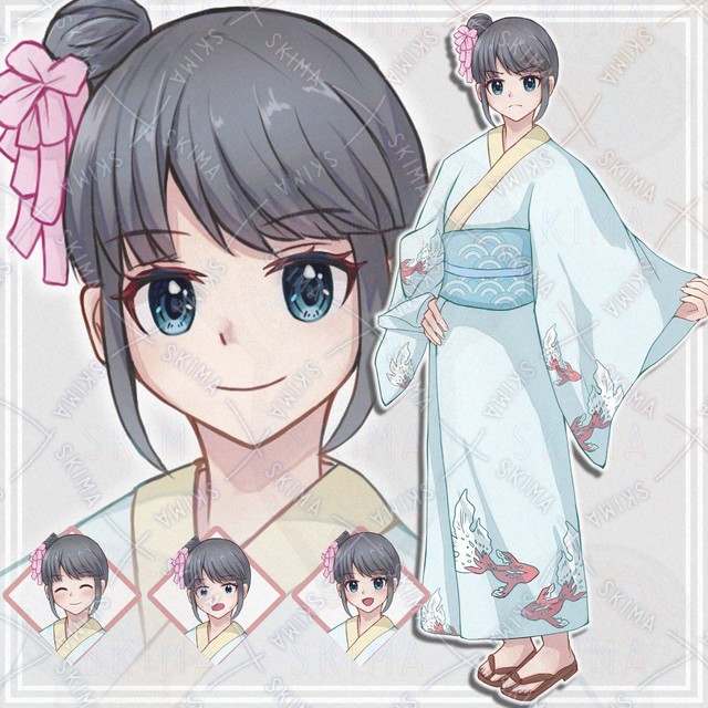 【表情8種】和服の女の子【立ち絵】