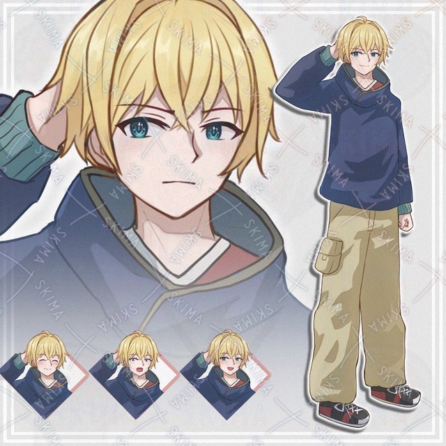 【表情8種】金髪私服男子【立ち絵】