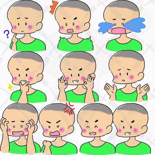 ゆるい！坊主の男性(10種類)