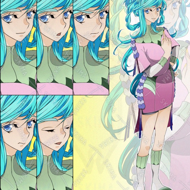 【立ち絵素材】水色の髪の女性【表情5種】