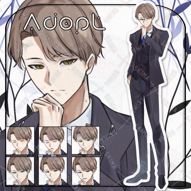 【表情6種、メガネ差分】クールなスーツ男性