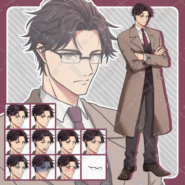 【表情9種+眼鏡】厳格そうな男性