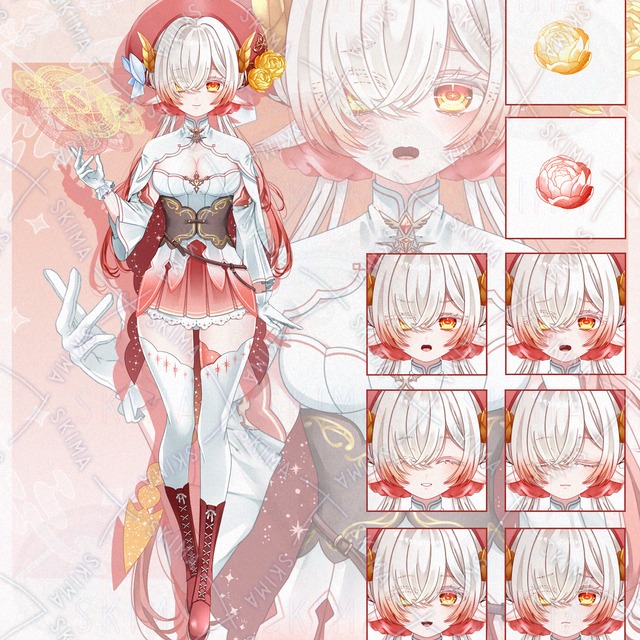 魔術師 角 少女（表情7種＋魔法陣＋水晶2種）
