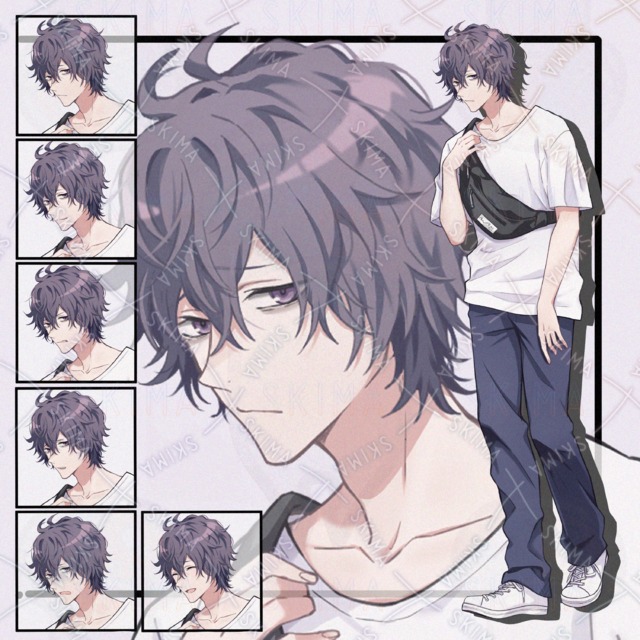 困り眉の男性立ち絵　表情6種