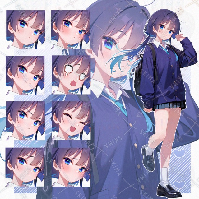 青髪おさげの女の子