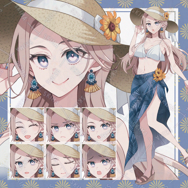 【表情７種】水着の女の子