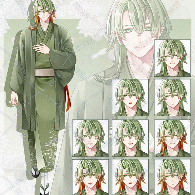 緑鬼 青年（表情５種＋角無5枚）