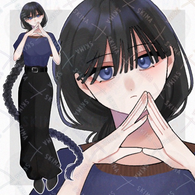 三つ編みの女性【表情5種】