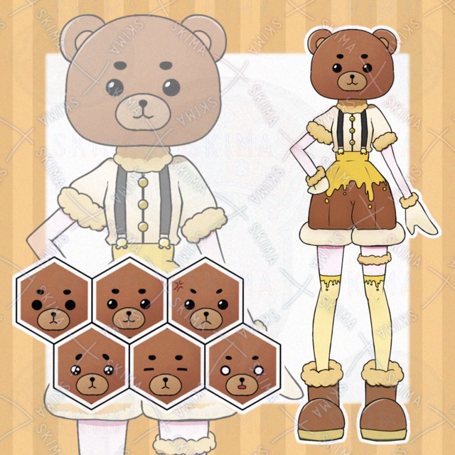 【異形頭】クマの女の子【表情６種】