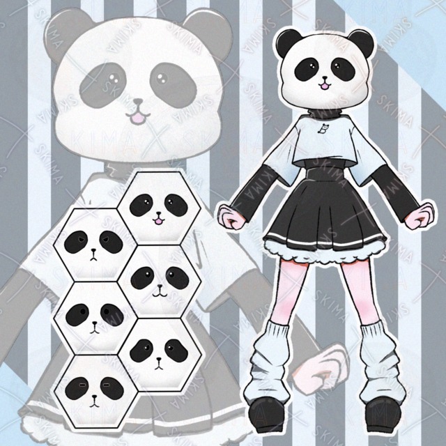 【異形頭】パンダの女の子【表情6種】