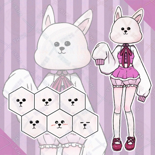 【異形頭】ウサギの女の子【表情6種】