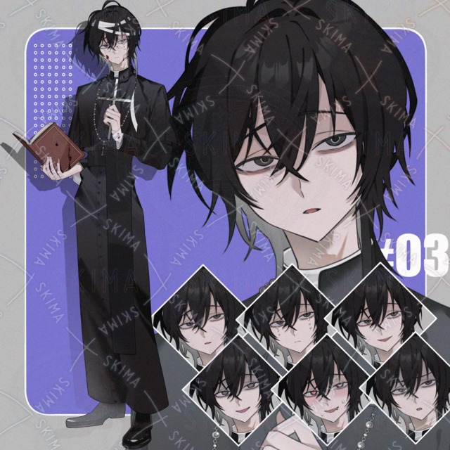 #03ヤンデレ神父（表情差分６種+包帯と血液付き）