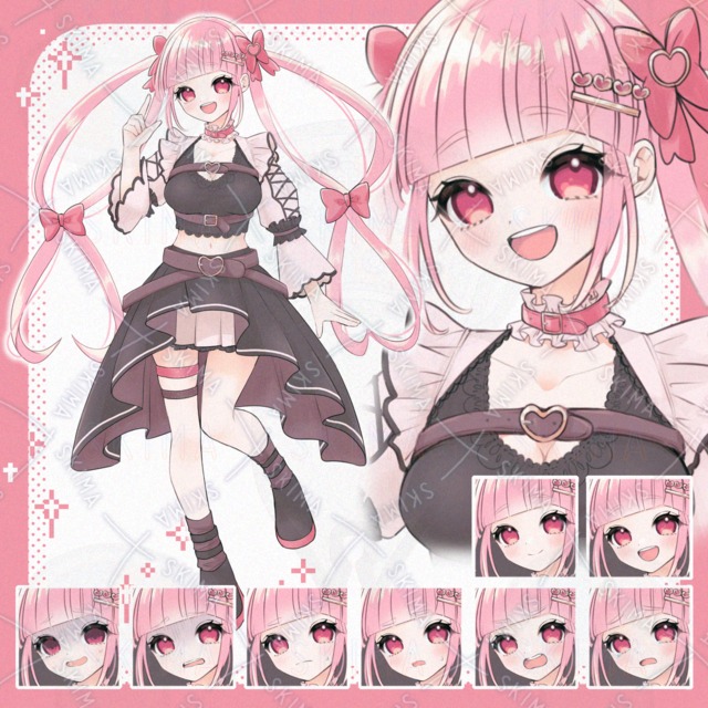 ピンクツインテの女の子（表情8種）