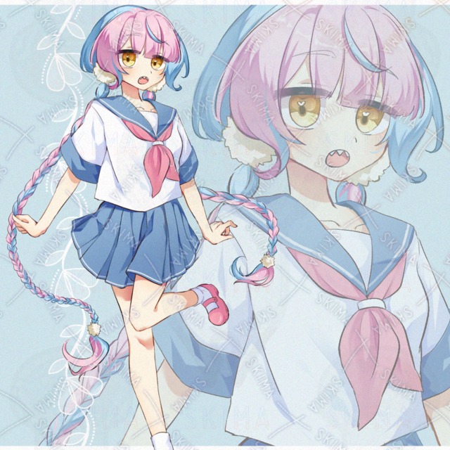 ツートンカラーの三つ編みな女の子