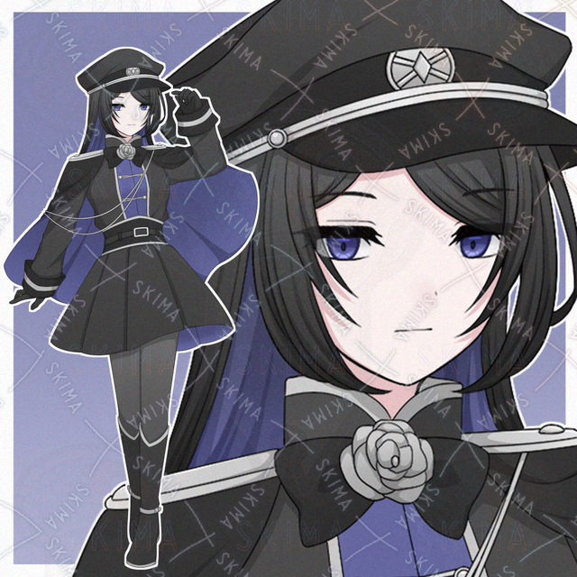 黒と青の軍服を着た女の子【表情差分10種】