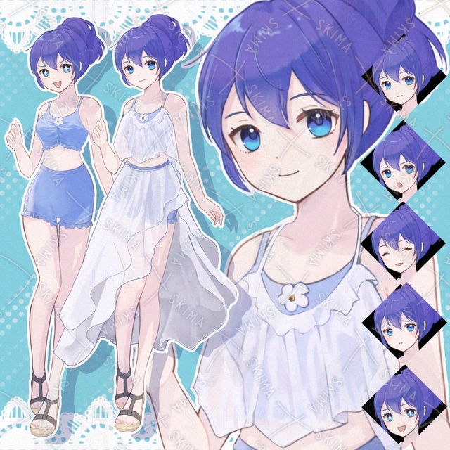 【表情5種×衣装2種】水着の女の子