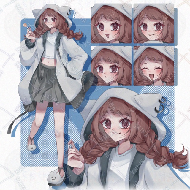 猫パーカーの女の子【表情差分5種】