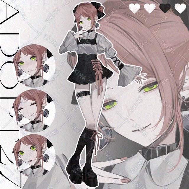 【表情差分5種】Adopt27　くすみピンク髪の地雷系風ファッションの女の子
