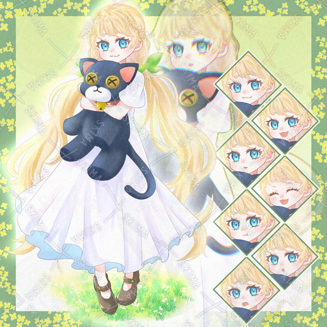 白ワンピの金髪少女【表情差分7種】
