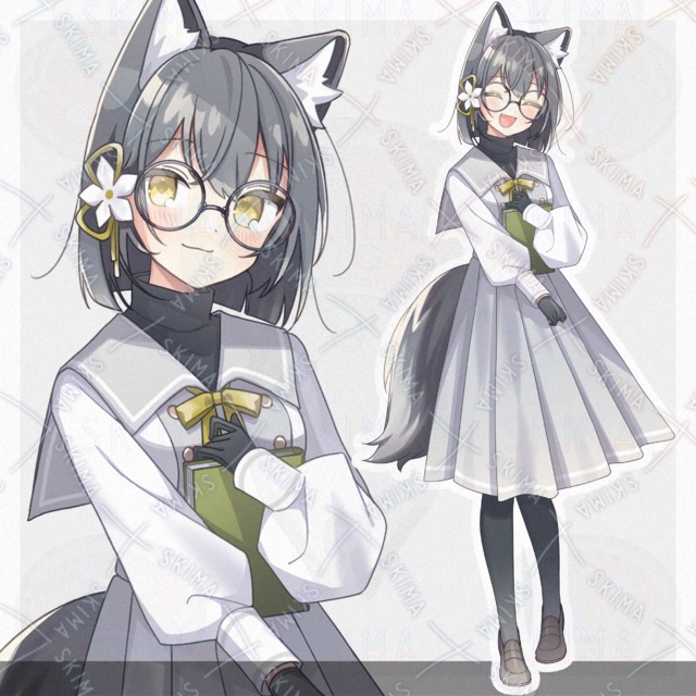 大きな丸メガネの狼の女の子