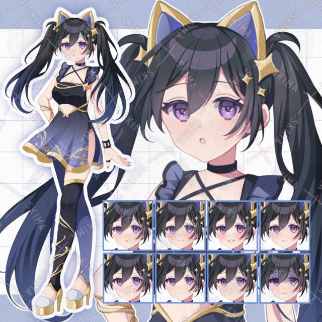 夜空の猫耳ツインテちゃん