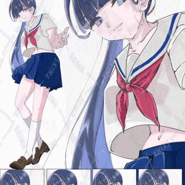 セーラー服ポニーテール女の子