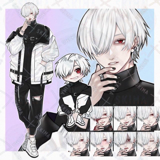 ★【立ち絵】白髪/男性キャラ【表情9種】