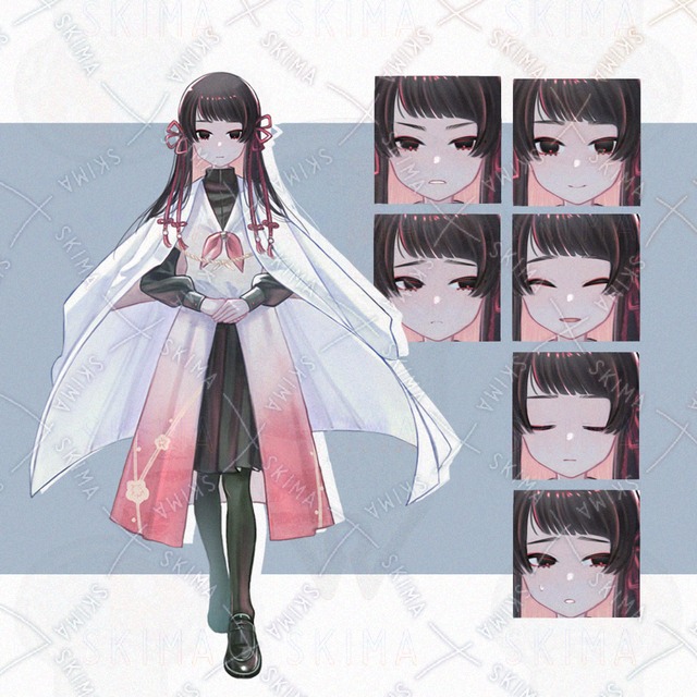 Adopt　梅/黒髪/黒目/和服/制服風【表情7種】